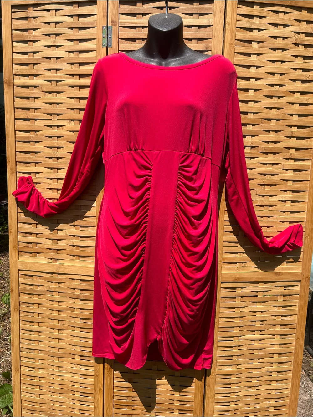 🐾2/$8- Sleek Red Ruched Long-Sleeve Dress